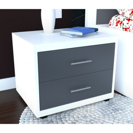 Dormitor Torino cu pat 140x200 cm Alb / Gri [1]