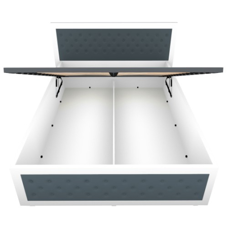 Dormitor Torino cu pat cu somiera metalica rabatabila 140x200 cm Alb / Gri [4]
