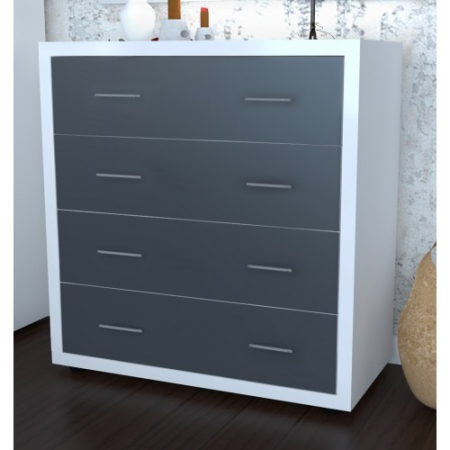 Dormitor Torino cu pat cu somiera metalica rabatabila 160x200 cm Alb / Gri [2]