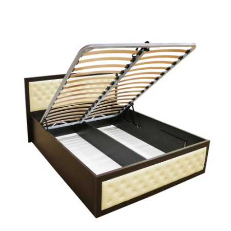 Dormitor Torino cu pat cu somiera metalica rabatabila pentru saltea 140x200 cm, Wenge / Brad [6]