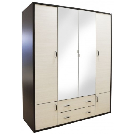 Dormitor Torino cu pat cu somiera metalica rabatabila pentru saltea 160x200 cm, Wenge / Brad [2]