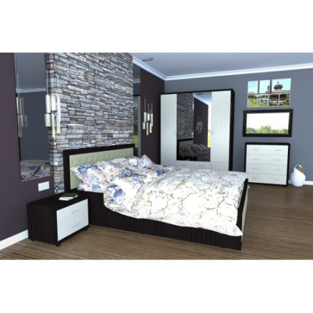 Dormitor Torino cu pat pentru saltea 140x200 cm, Wenge / Brad [14]