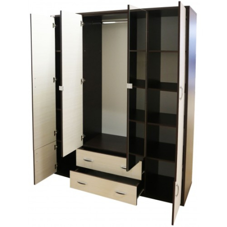 Dormitor Torino cu pat pentru saltea 160x200 cm, Wenge / Brad [9]