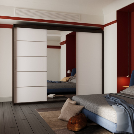 Dulapuri - Dressing Nice cu Oglinda Wenge&Alb