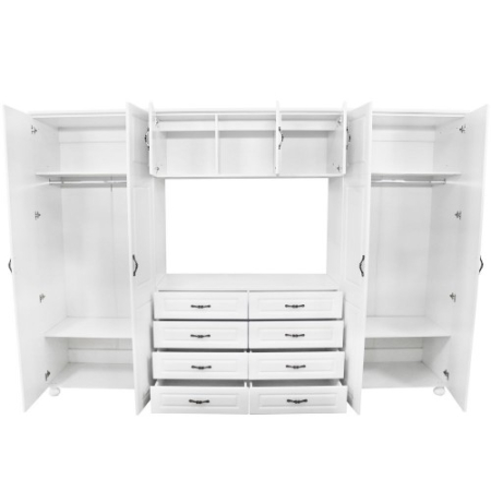 Dulap Dynasty Dormitor Alb 7 usi si 8 sertare cu spatiu pentru televizor [4]