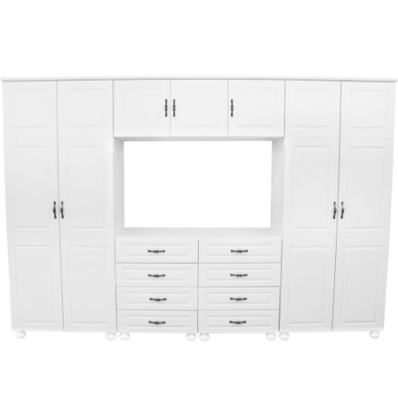 Dulap Dynasty Dormitor Alb 7 usi si 8 sertare cu spatiu pentru televizor [3]