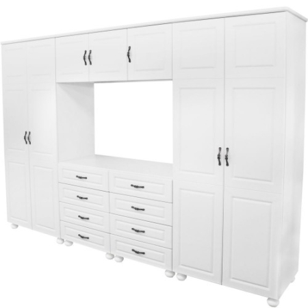Dulap Dynasty Dormitor Alb 7 usi si 8 sertare cu spatiu pentru televizor [2]