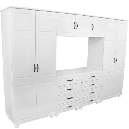 Dulap Dynasty Dormitor Alb 7 usi si 8 sertare cu spatiu pentru televizor [5]