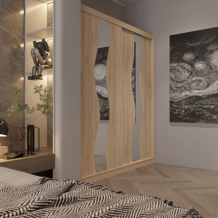 Dulapuri - Dulap Glasgow 2 Usi cu Oglinda Sonoma 200*