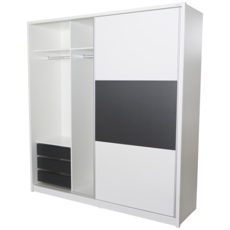 Dulap Milano cu usi culisante, 206 x 220 x 60 cm, Alb / Gri [1]