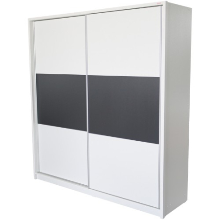 Dulap Milano cu usi culisante, 206 x 220 x 60 cm, Alb / Gri [3]