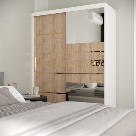 Dulapuri - Dulap Serena Gold cu Oglinda Alb&Sonoma