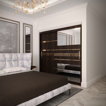 Dulapuri - Dulap Serena Gold cu Oglinda Wenge 200*200