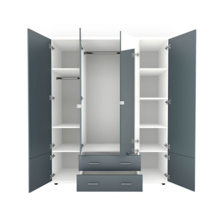 Dulap Torino cu oglinzi, 165 x 54 x 202 cm, Alb / Gri [1]