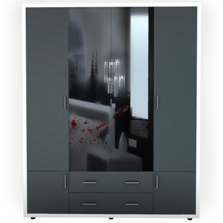 Dulap Torino cu oglinzi, 165 x 54 x 202 cm, Alb / Gri [2]