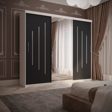 Dulapuri - Dulap Valmet Space 230*200 Cu Oglinda Alb&Antracit,