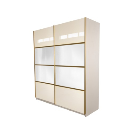 Gold Dulap 1800 Crem cu usi MDF Lucios si Oglinda [5]