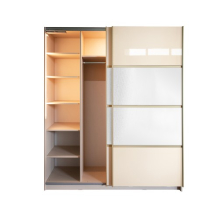 Gold Dulap 1800 Crem cu usi MDF Lucios si Oglinda [7]