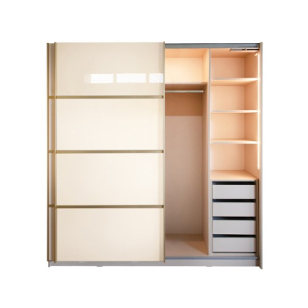 Gold Dulap 2000 Crem cu usi MDF Lucios + 1 Comoda [10]