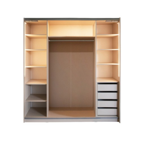 Gold Dulap 2000 Crem cu usi MDF Lucios + 1 Comoda [7]