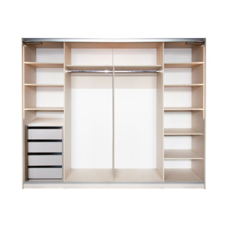 Gold Dulap 2500 Crem cu usi MDF Lucios + 1 Comoda [7]