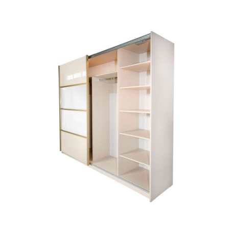 Gold Dulap 2500 Crem cu usi MDF Lucios si Oglinda + 1 Comoda [10]