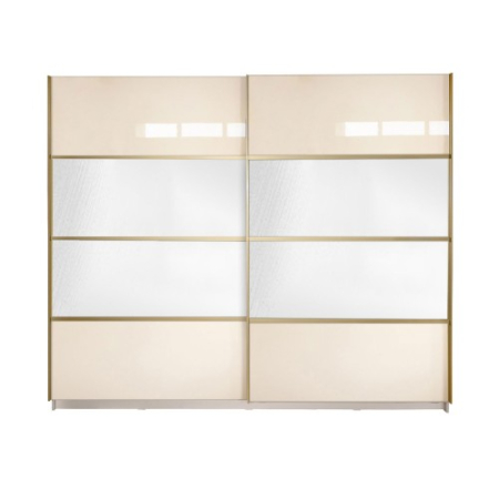 Gold Dulap 2500 Crem cu usi MDF Lucios si Oglinda [10]