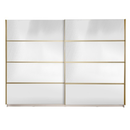 Dulapuri - Gold Dulap 2800 Crem cu usi cu oglinda + 2 Comode