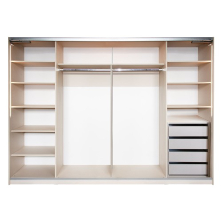 Gold Dulap 2800 Crem cu usi MDF Lucios + 1 Comoda [6]