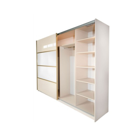 Gold Dulap 2800 Crem cu usi MDF Lucios si Oglinda [6]