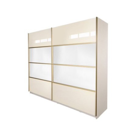 Gold Dulap 2800 Crem cu usi MDF Lucios si Oglinda [8]