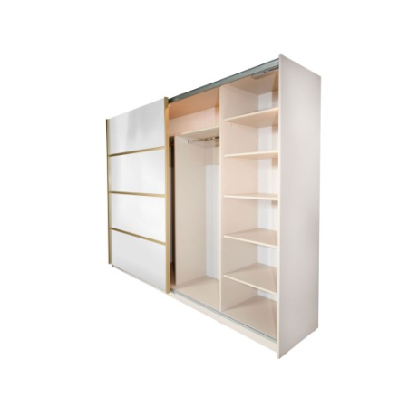 Gold Dulap 2800 Crem cu usi MDF Lucios si Oglinda [7]