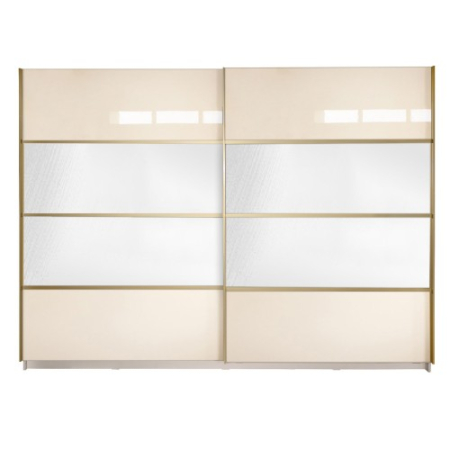 Gold Dulap 2800 Crem cu usi MDF Lucios si Oglinda [10]