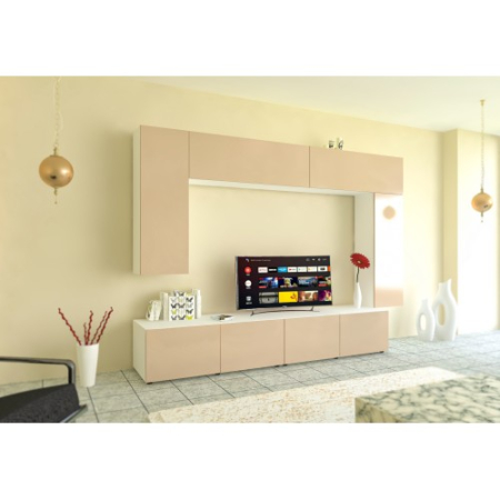 Livinguri Set - Living Armonia V1 PAL Cappuccino Lucios - cu sistem "PUSH TO OPEN"