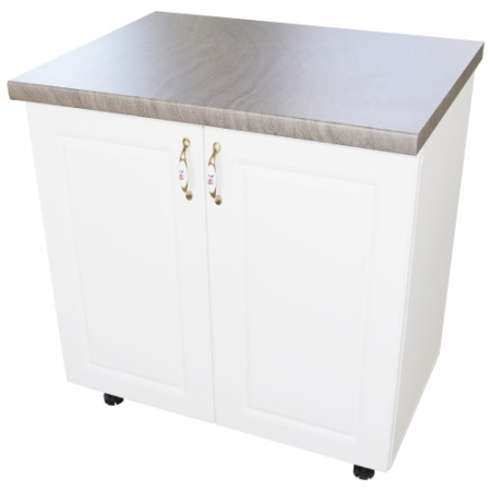 Corpuri Inferioare - Masca pentru chiuveta cu 2 usi 80 cm Zebra, alb/MDF Alb Lucios, cu blat Beton, 80 x 85 x 60 cm