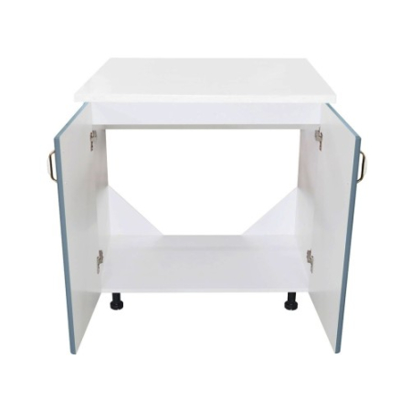 Masca pentru chiuveta cu 2 usi 80 cm Zebra, Alb/MDF Albastru cu blat Alb, 80 x 85 x 60 cm [1]