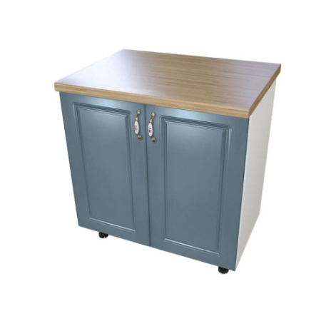 Bucatarii Modulare - Masca pentru chiuveta cu 2 usi 80 cm Zebra, Alb / MDF Albastru cu blat Artar 80 x 85 x 60 cm