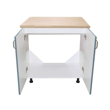 Masca pentru chiuveta cu 2 usi 80 cm Zebra, Alb/MDF Gri cu blat Artar, 80 x 85 x 60 cm [2]