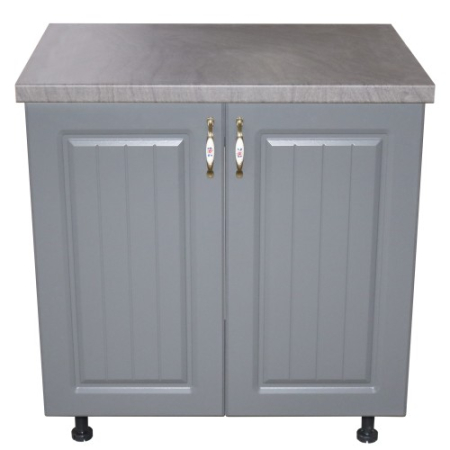 Masca pentru chiuveta cu 2 usi 80 cm Zebra, Alb/MDF Gri cu blat Beton, 80 x 85 x 60 cm [1]