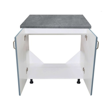 Masca pentru chiuveta cu 2 usi 80 cm Zebra, Alb/MDF Gri cu blat Beton, 80 x 85 x 60 cm [2]