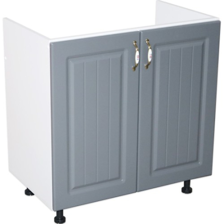 Corpuri Inferioare - Masca pentru chiuveta cu 2 usi 80 cm Zebra, Alb/MDF Gri, fara blat, 80 x 82 x 50 cm