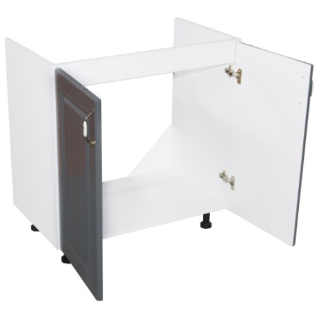 Masca pentru chiuveta cu 2 usi 80 cm Zebra, Alb/MDF Gri, fara blat, 80 x 82 x 50 cm [5]