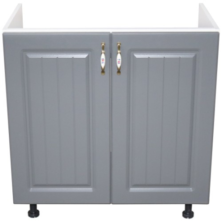 Masca pentru chiuveta cu 2 usi 80 cm Zebra, Alb/MDF Gri, fara blat, 80 x 82 x 50 cm [4]