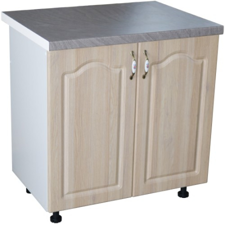 Bucatarii Modulare - Masca pentru chiuveta cu 2 usi 80 cm Zebra, Alb/MDF Sonoma cu blat Beton, 80 x 85 x 60 cm