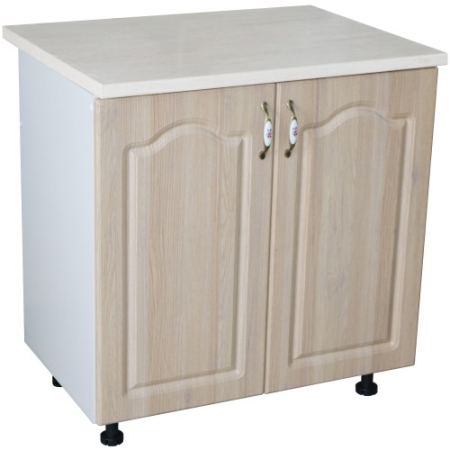 Corpuri Inferioare - Masca pentru chiuveta cu 2 usi 80 cm Zebra, Alb/MDF Sonoma cu blat Travertin, 80 x 85 x 60 cm