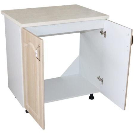 Masca pentru chiuveta cu 2 usi 80 cm Zebra, Alb/MDF Sonoma cu blat Travertin, 80 x 85 x 60 cm [1]