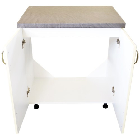 Masca pentru chiuveta cu 2 usi 80 cm Zebra, alb/MDF Vanilie, cu blat Artar, 80 x 85 x 60 cm [1]