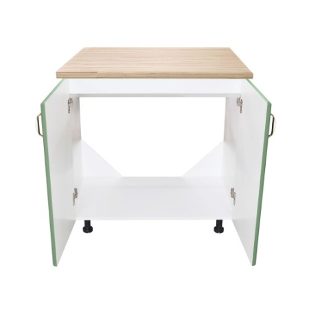 Masca pentru chiuveta cu 2 usi 80 cm Zebra, Alb/MDF Verde cu blat Artar, 80 x 85 x 60 cm [1]