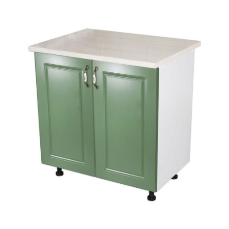 Corpuri Inferioare - Masca pentru chiuveta cu 2 usi 80 cm Zebra, Alb/MDF Verde cu blat Travertin, 80 x 85 x 60 cm