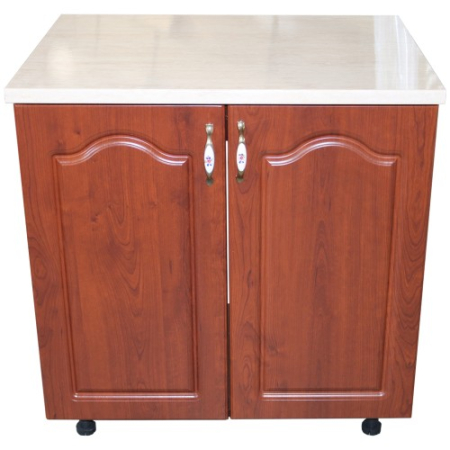 Bucatarii Modulare - Masca pentru chiuveta cu 2 usi 80 cm Zebra, Wenge/MDF Cedru Mustata, cu blat Travertin, 80 x 85 x 60 cm